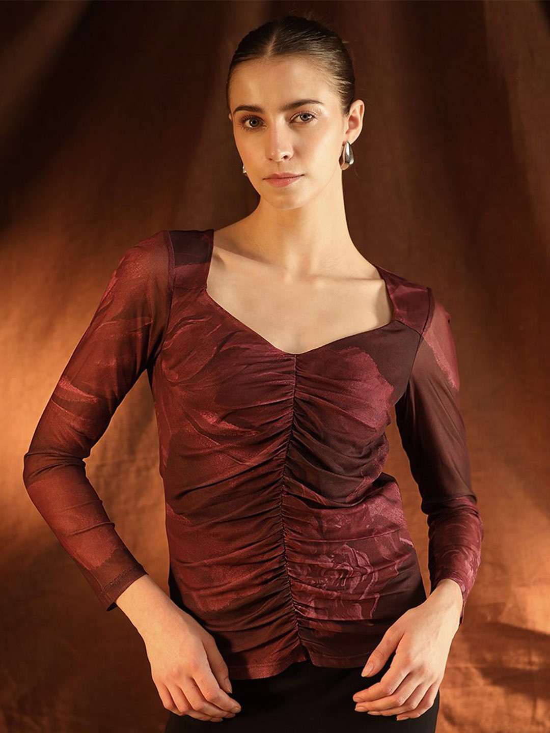 Kazo Camden Women Floral Print Sweetheart Neck Top