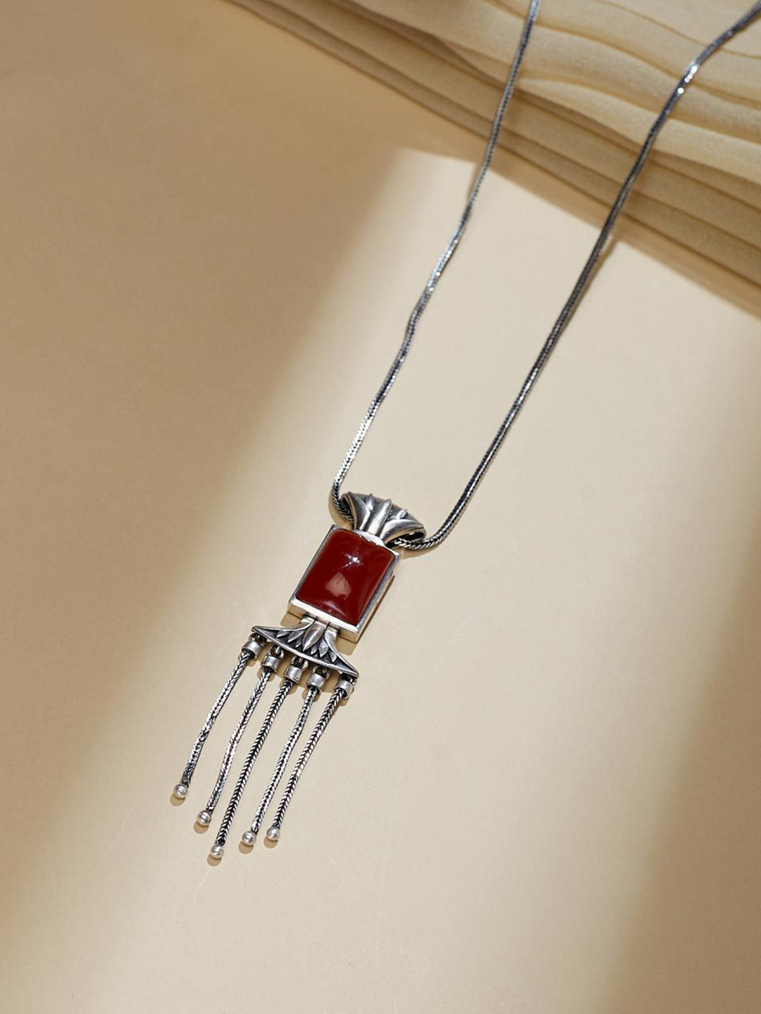 Fabindia Silver Artificial Stones Studded Statement Short Necklace