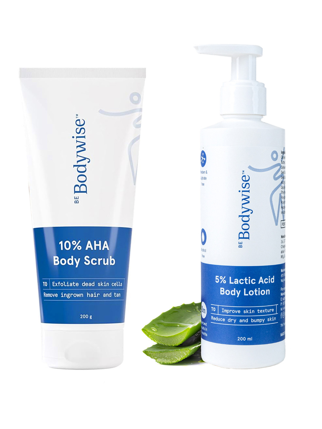 Be Bodywise Set of Lactic Acid Body Lotion 200ml & AHA Body Scrub 200g