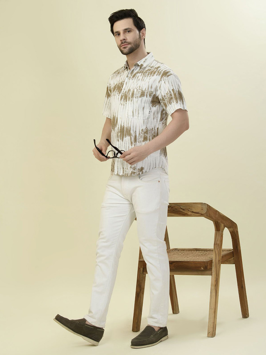 Albion By CnM Abstract Printed Spread Collar Original Cotton Relaxed Fit Shirt