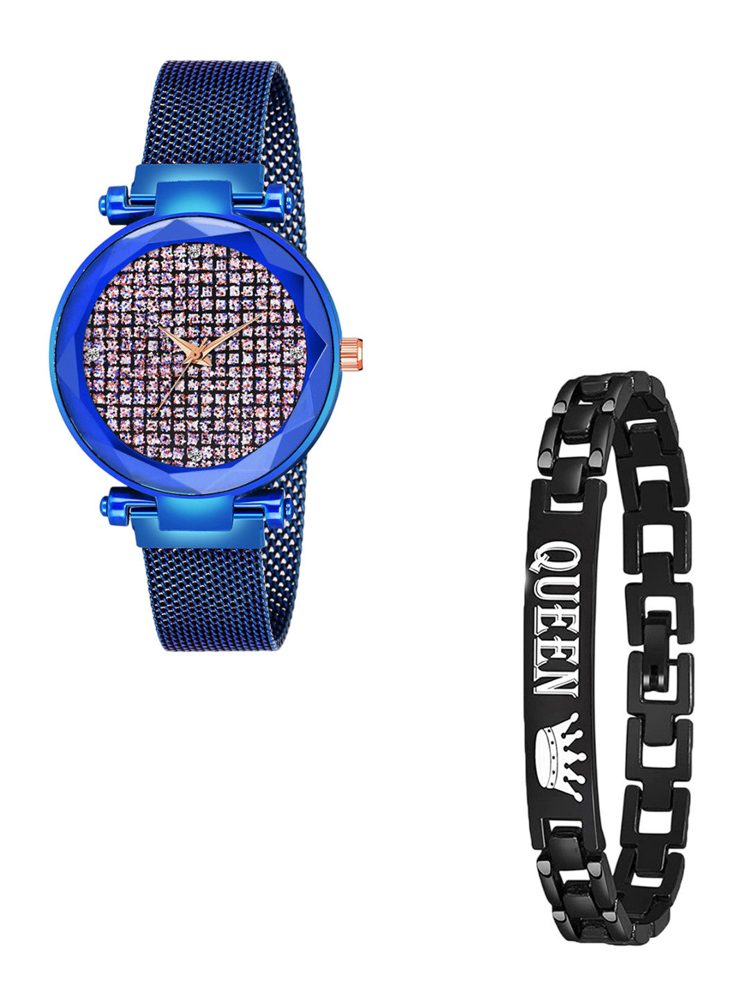 Gopal Shopcart Analogue Watch with Bracelet GR_379_Blue_Pink Zari Queen Bracelet