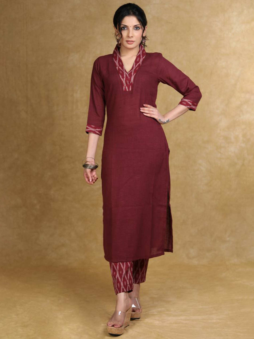 SUJATRA Women Solid Daily Cotton Straight Kurta