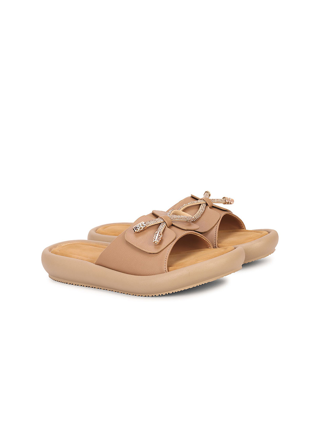 Ishransh Women Latest Trendy Textured Open Toe Flats With Bows