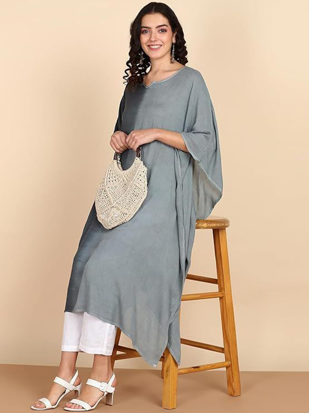 PinkTribe Tie & Dye Notch Neck Kaftan Kurta