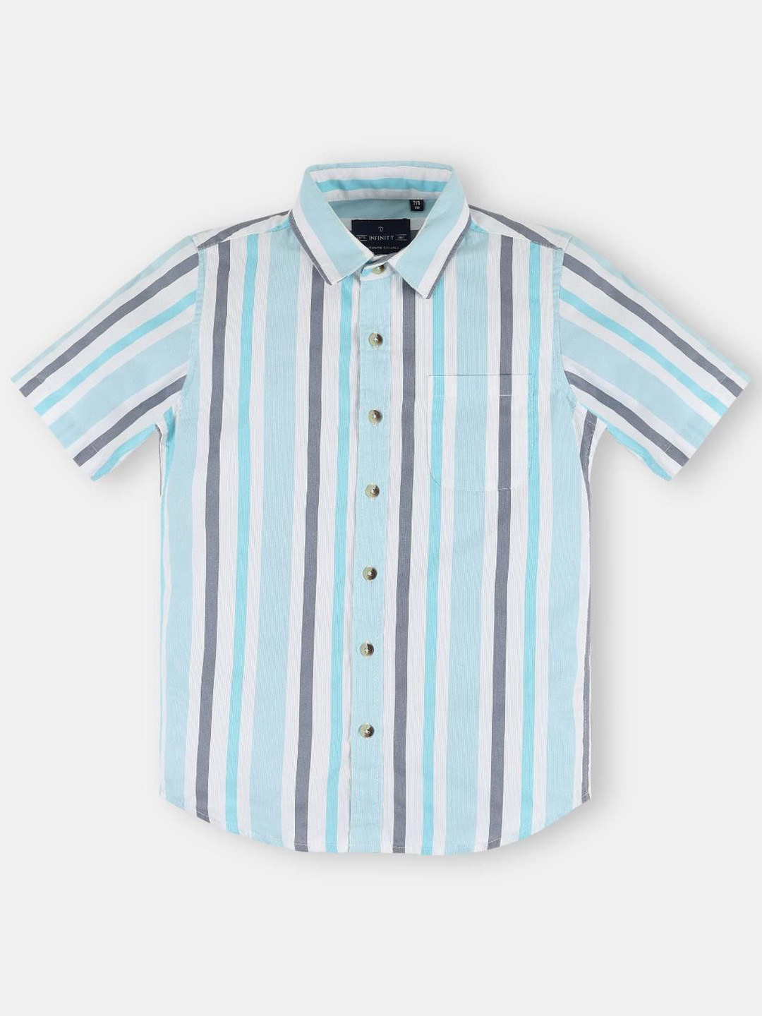 Infinity Boys Vertical Striped Spread Collar Pure Cotton Shirt
