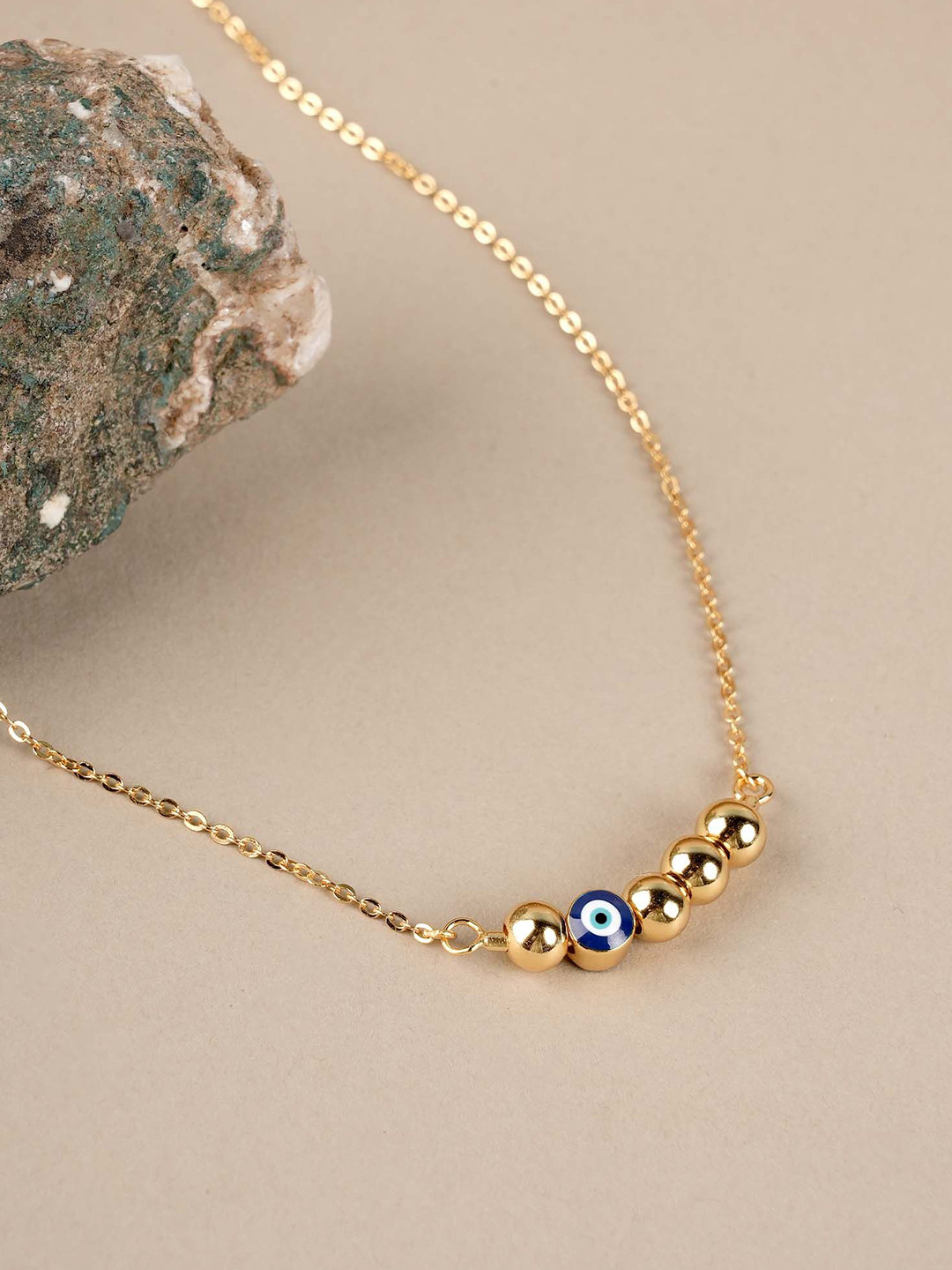 PALMONAS 925 Sterling Silver Gold-Plated Evil Eye Harmony Chain