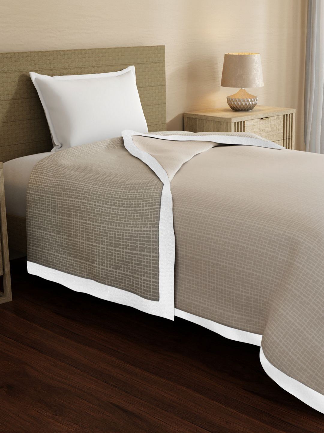 Boutique Living India Grey & White Checked 100% Tencel 250 TC Single Bed Dohar