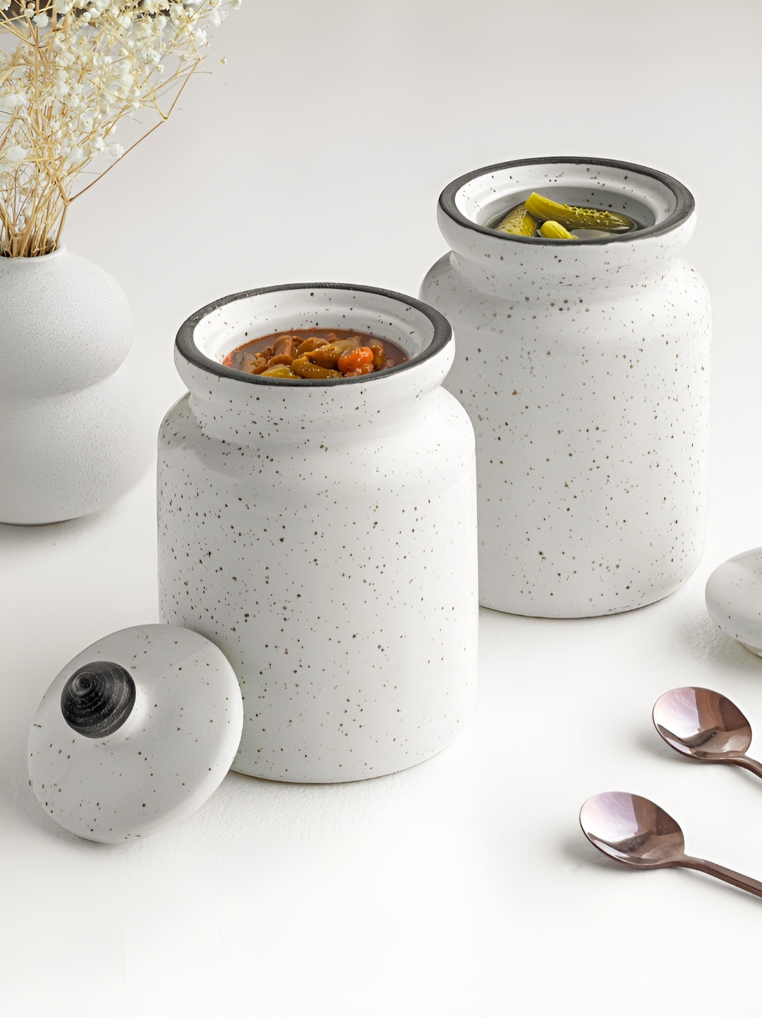 Claymistry White 2 Pieces Terracotta Jar Containers 500ml each