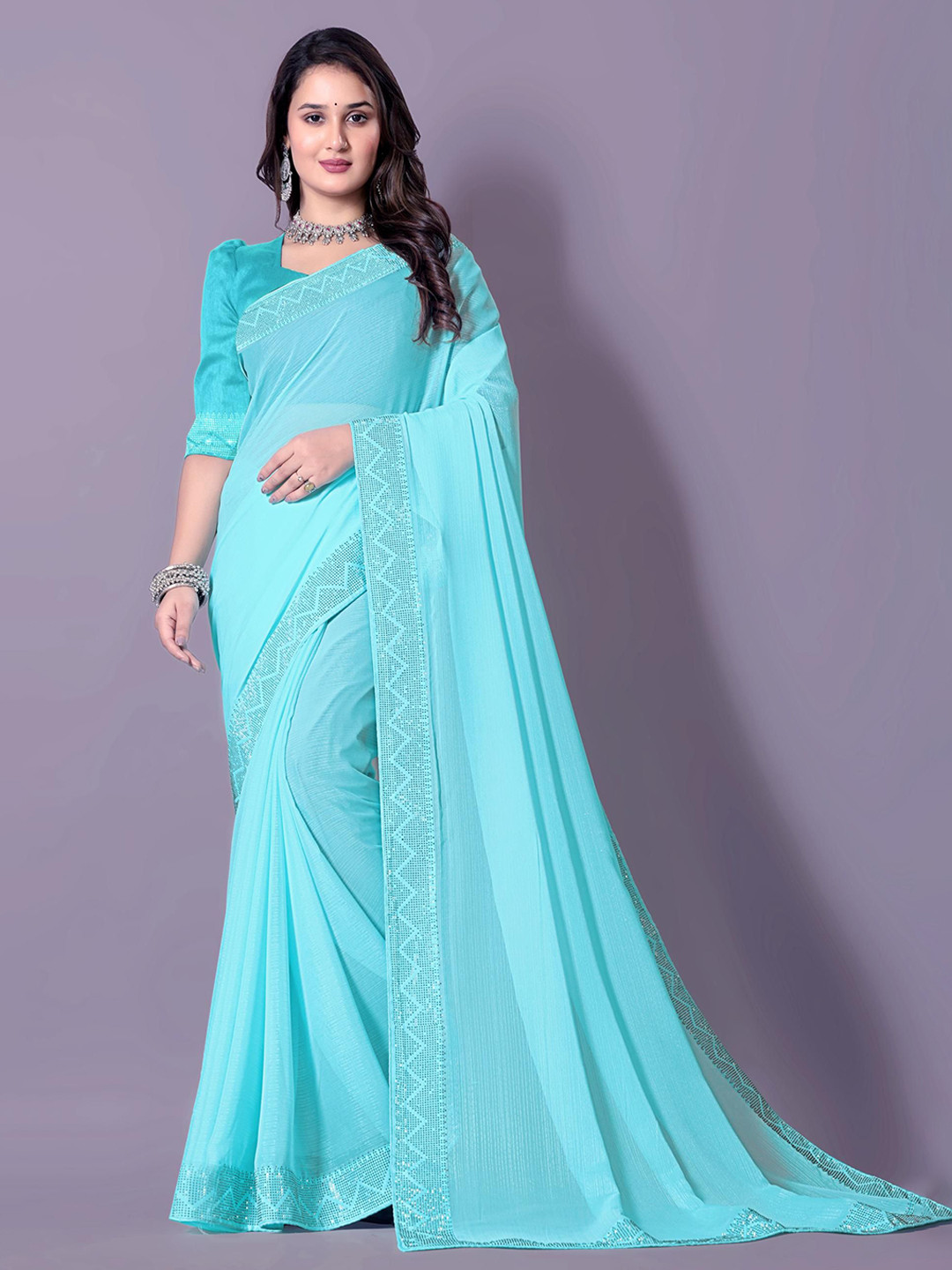 Lapetiya Clothing Beads and Stones Poly Georgette Bomkai silk Saree