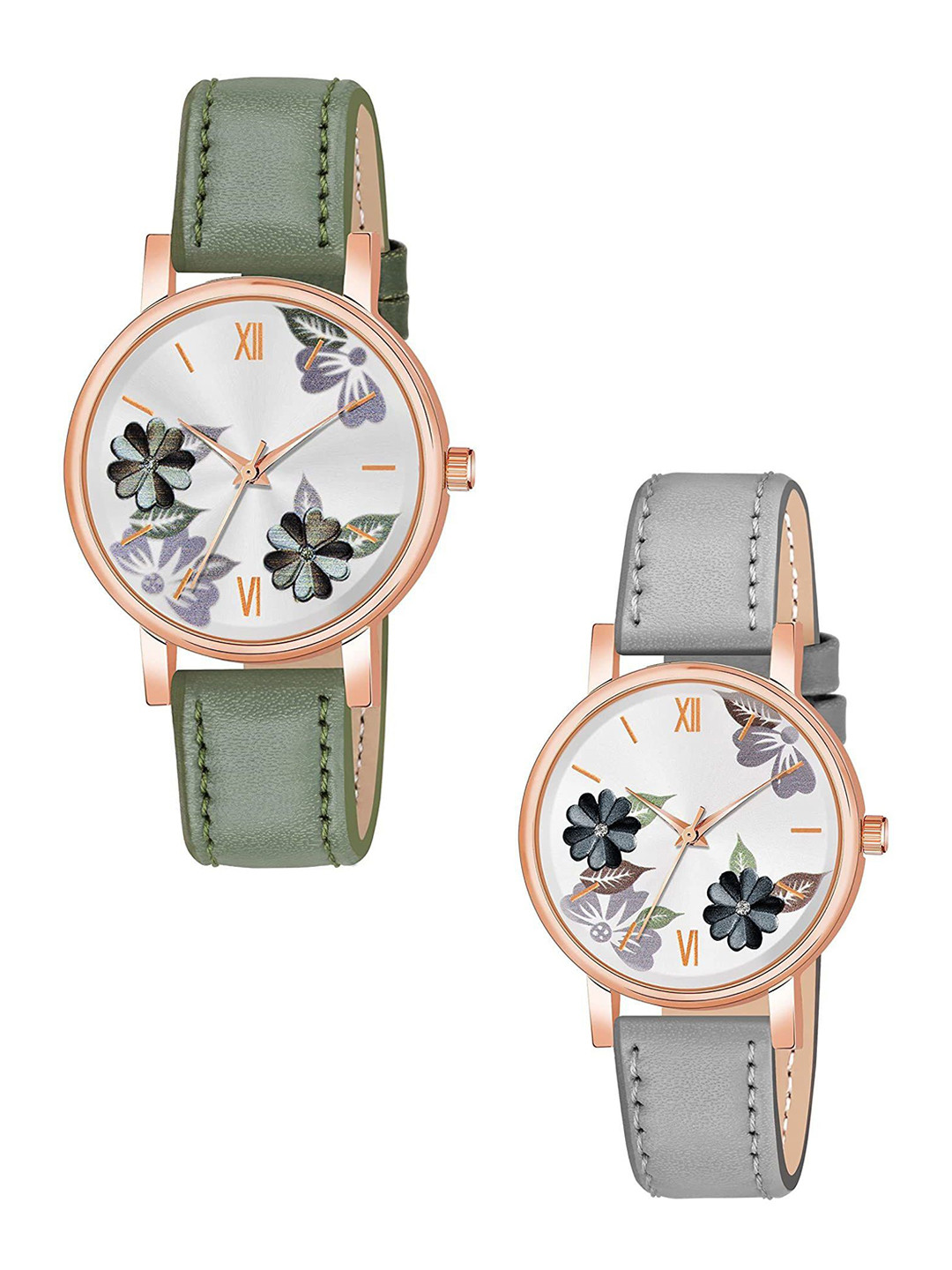 Gopal Shopcart Women Pack of 2 Round Dial & Analogue Watch C36RG GRE GREY Fosil L