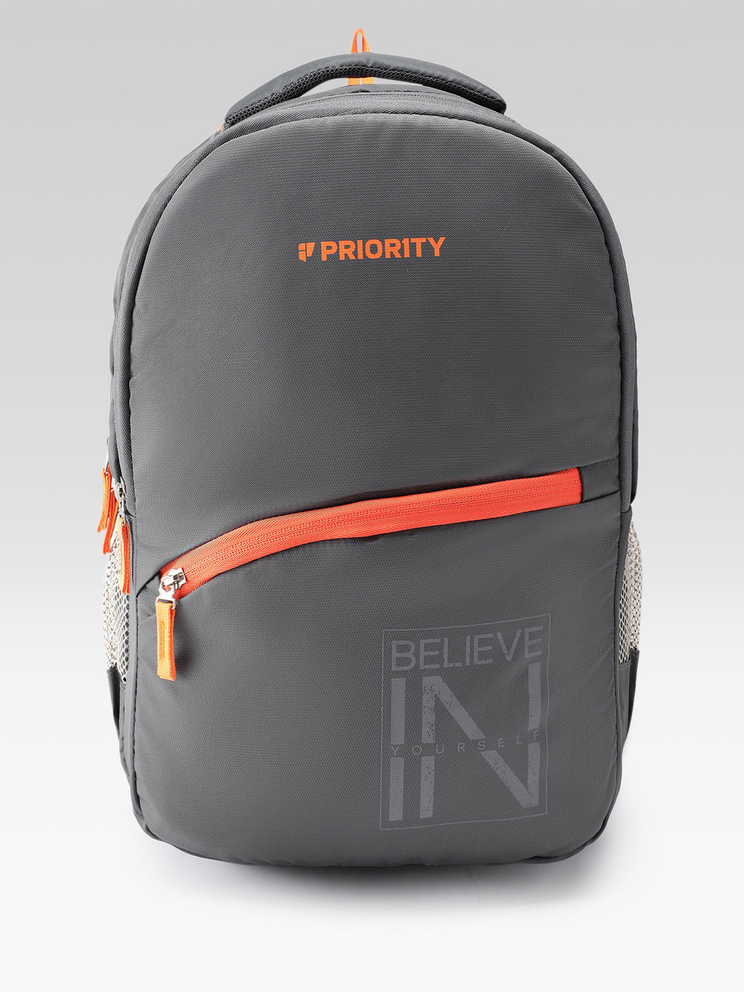 Priority Unisex Brand Logo Printed College Backpack with Rain Cover