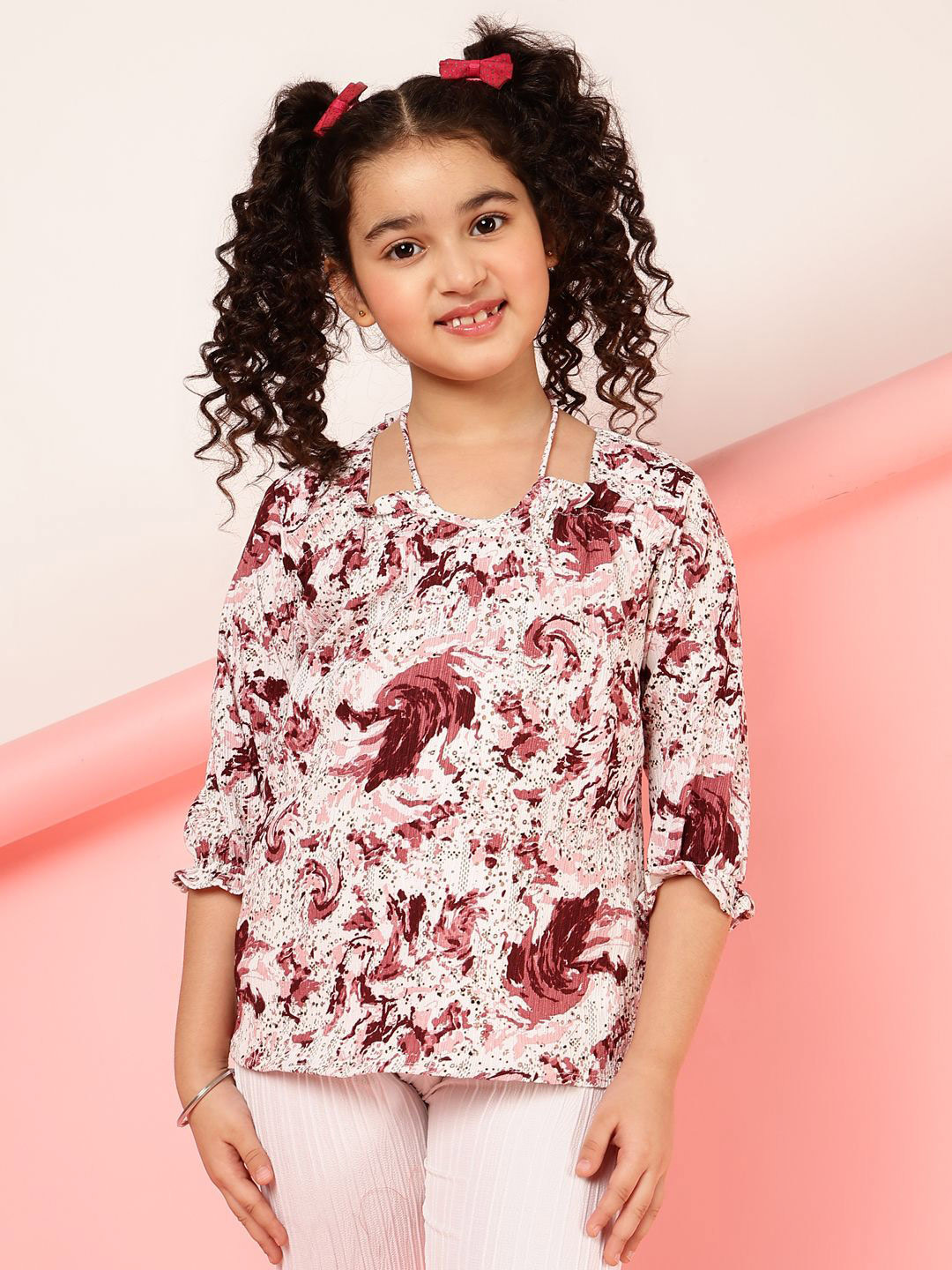 Miss & Chief Girls Abstract Printed Halter Neck Top