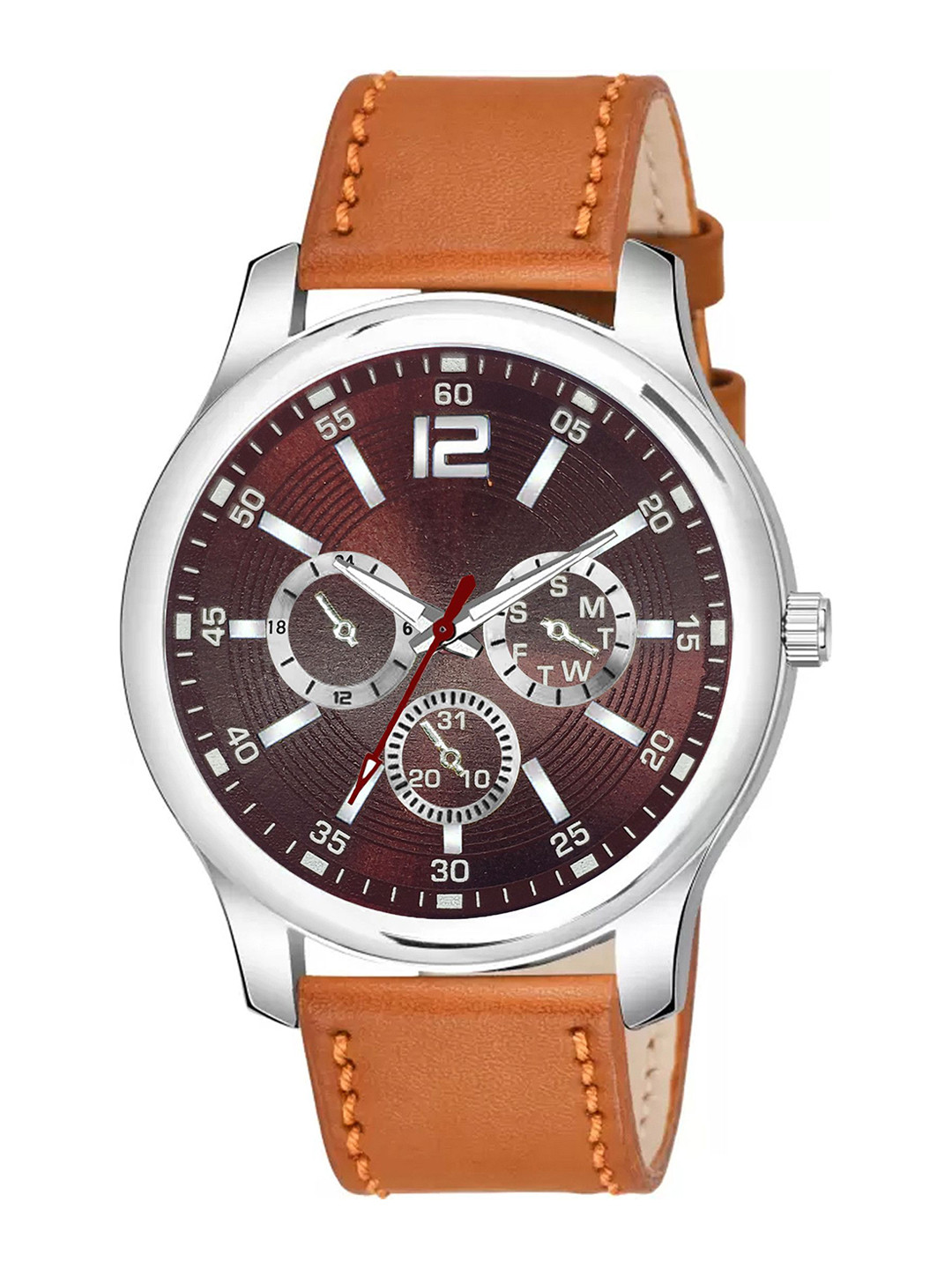 CSAMON Men Textured Dial & Straps Analogue Watch 1017 BRO D Beige Strap L