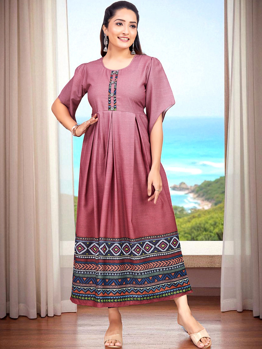 JYA Women Ethnic Motifs Printed Daily Cotton Anarkali Kurta