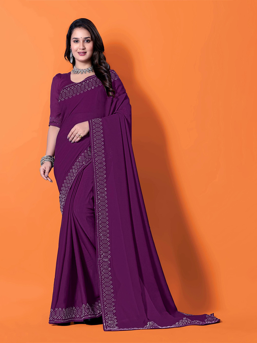 Lapetiya Clothing Beads and Stones Poly Georgette Bomkai silk Saree