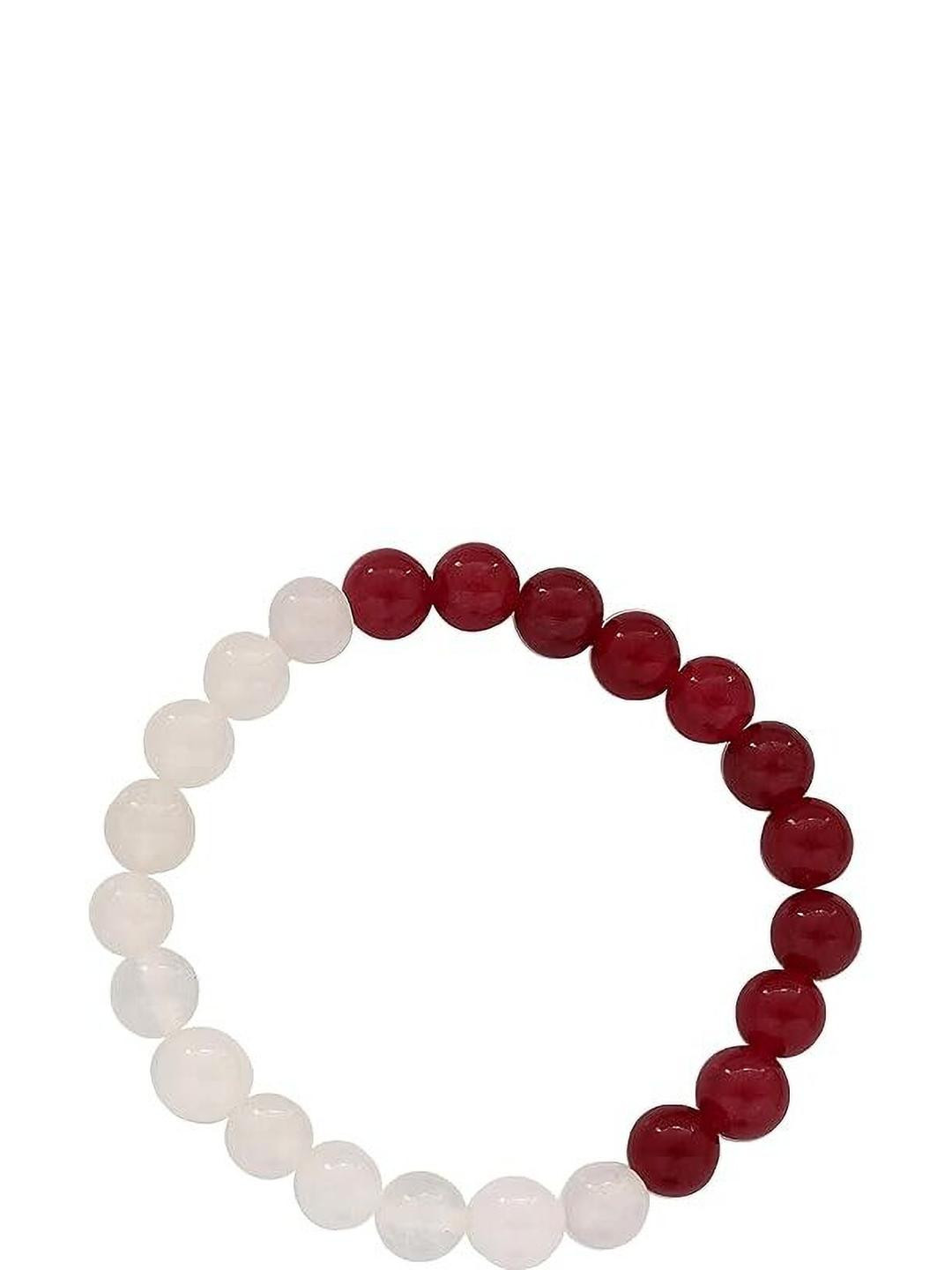 VIBESLE Unisex Red & White Beaded Bracelet