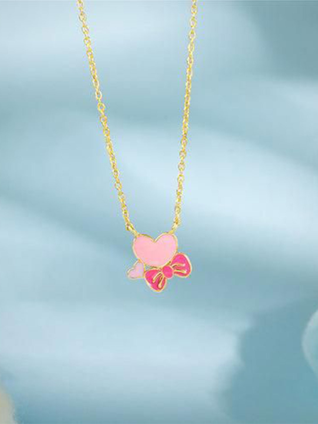 GIVA Girls 925 Silver Gold-Plated Tiny Heart Bow Chain