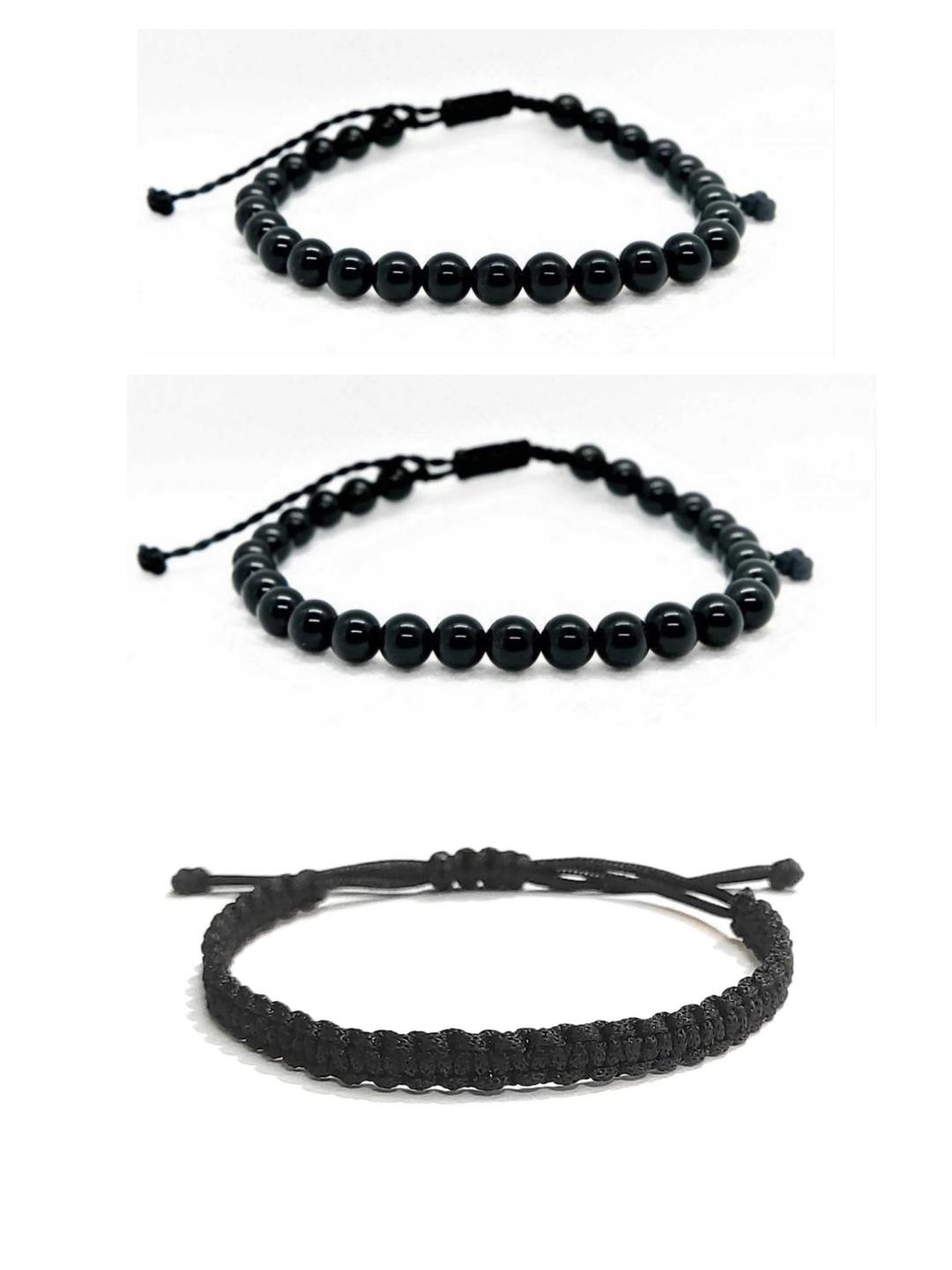 Dynamic Retail Global Unisex Black Drawstring Bracelets (Pack Of 3)