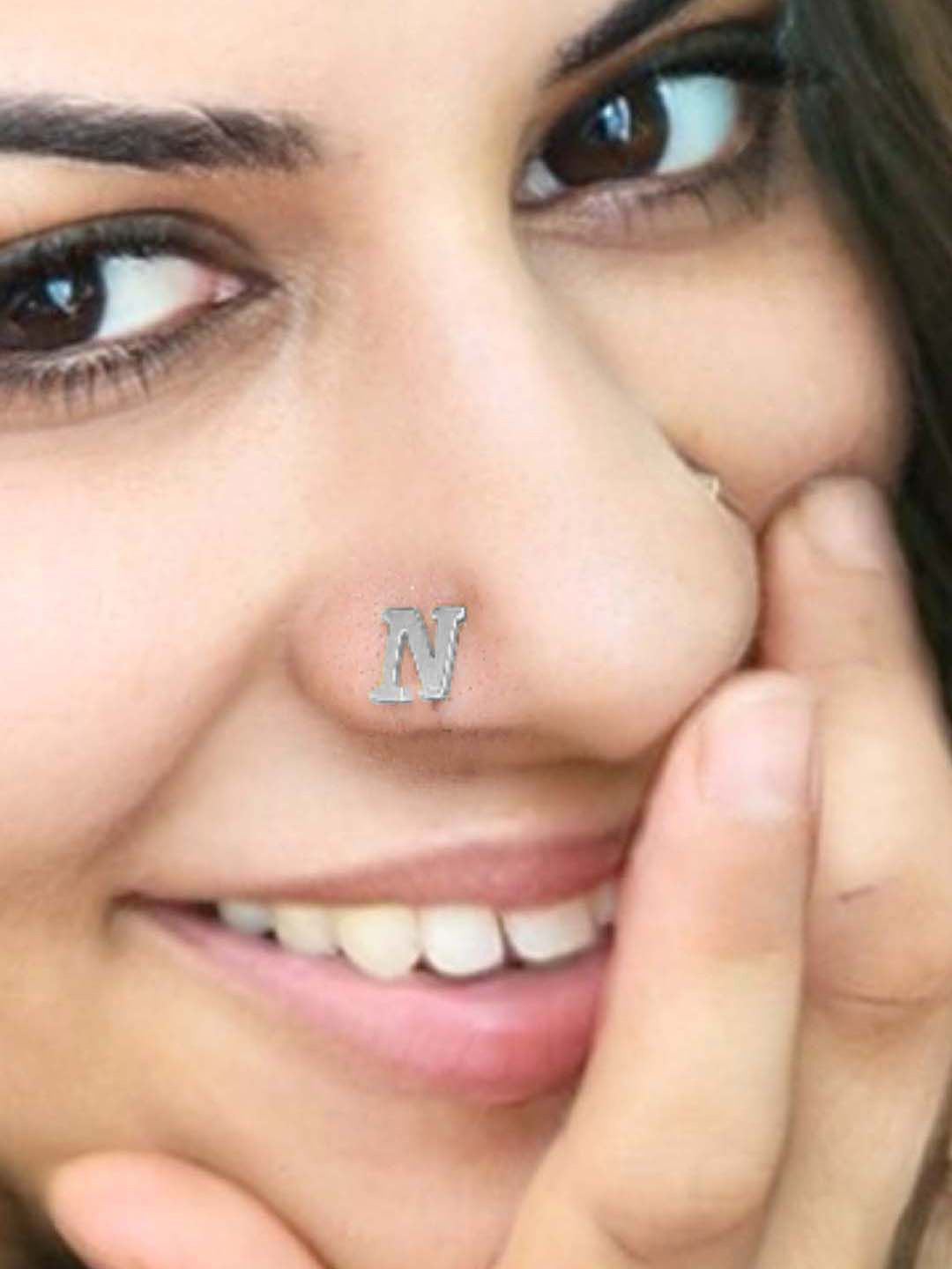 Goldnera Sterling Silver A Alphabet Stud Nosepin