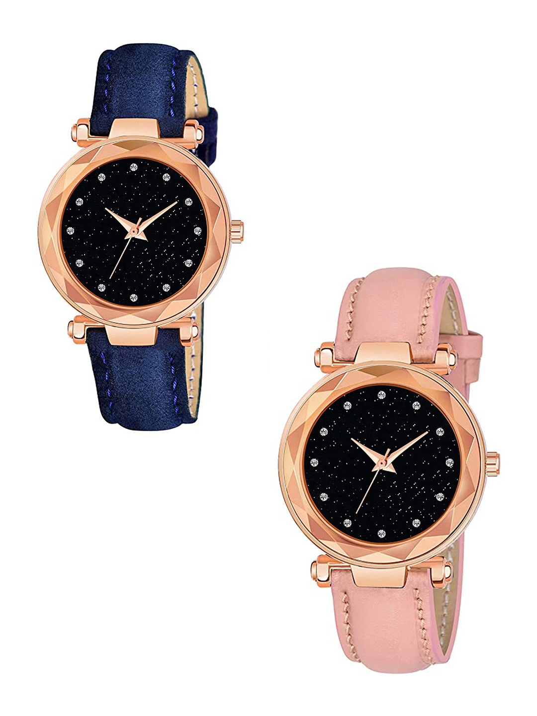 CSAMON Women Set Of 2 Analogue Watch GR379RG 12D BLU Vel PINK G L