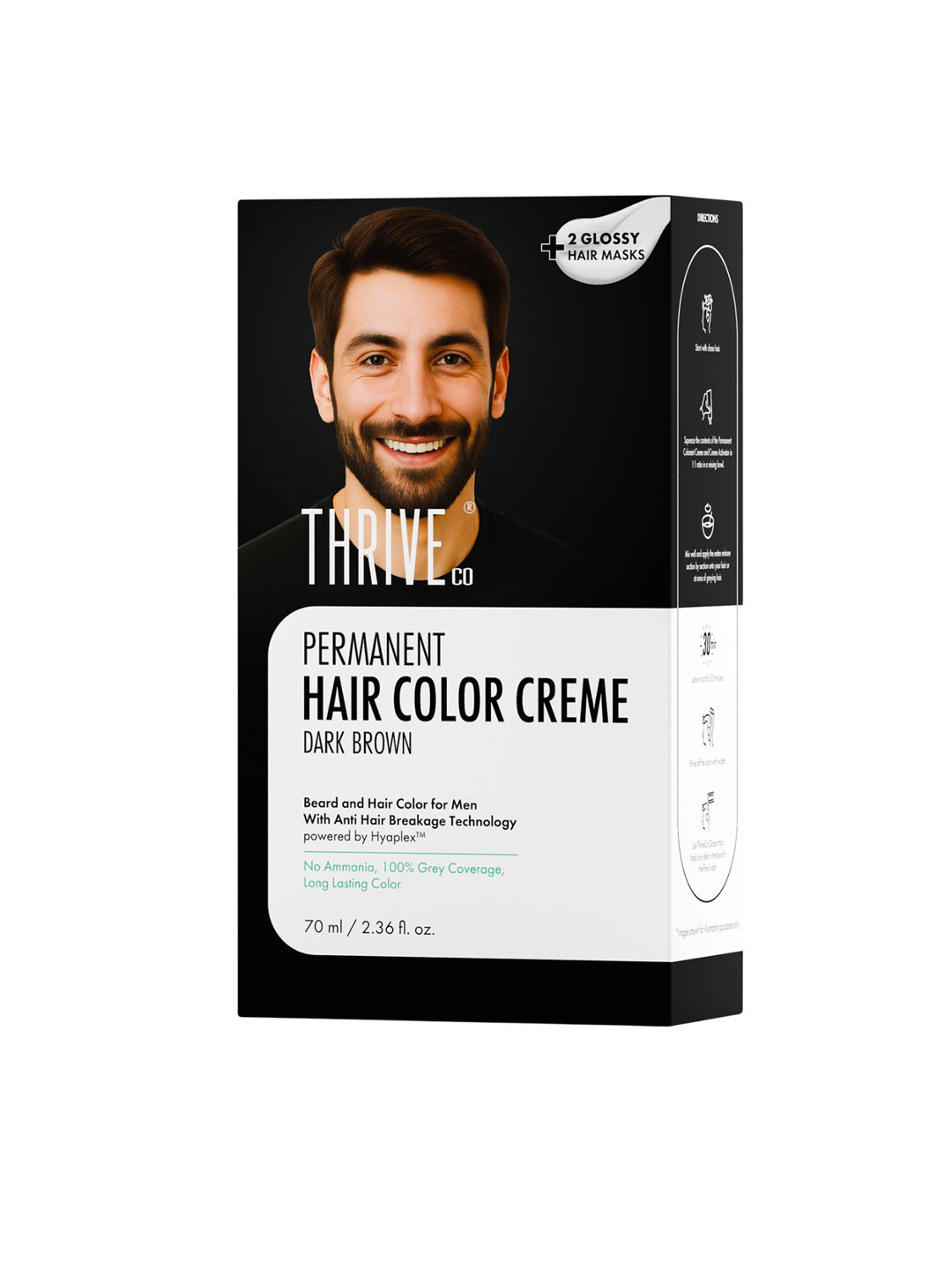 Thriveco Permanent Hair Color Creme- 70 ml- Dark Brown