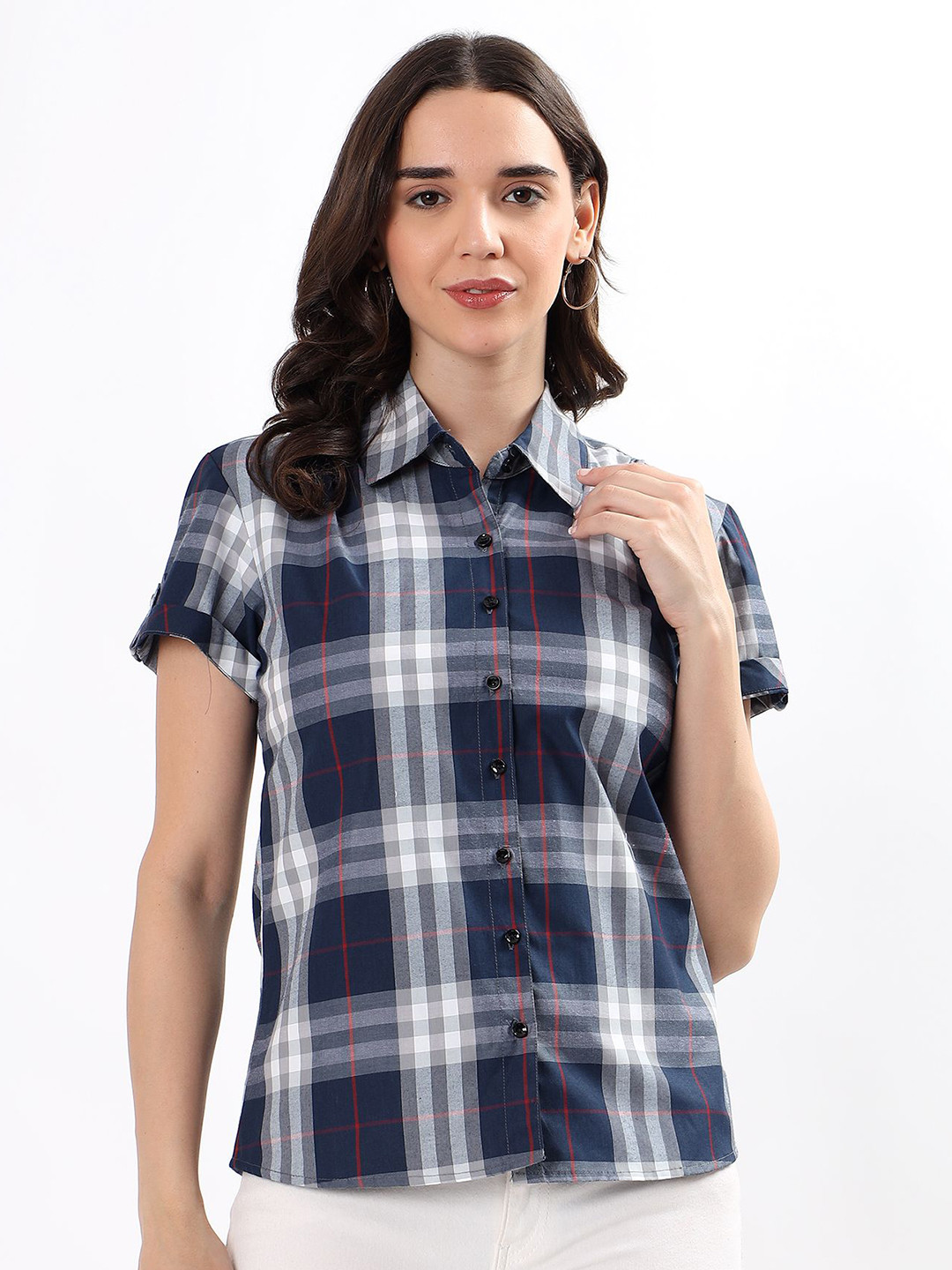 High Skyzz Tartan Checked Short Sleeves Pure cotton Slim Fit Shirt
