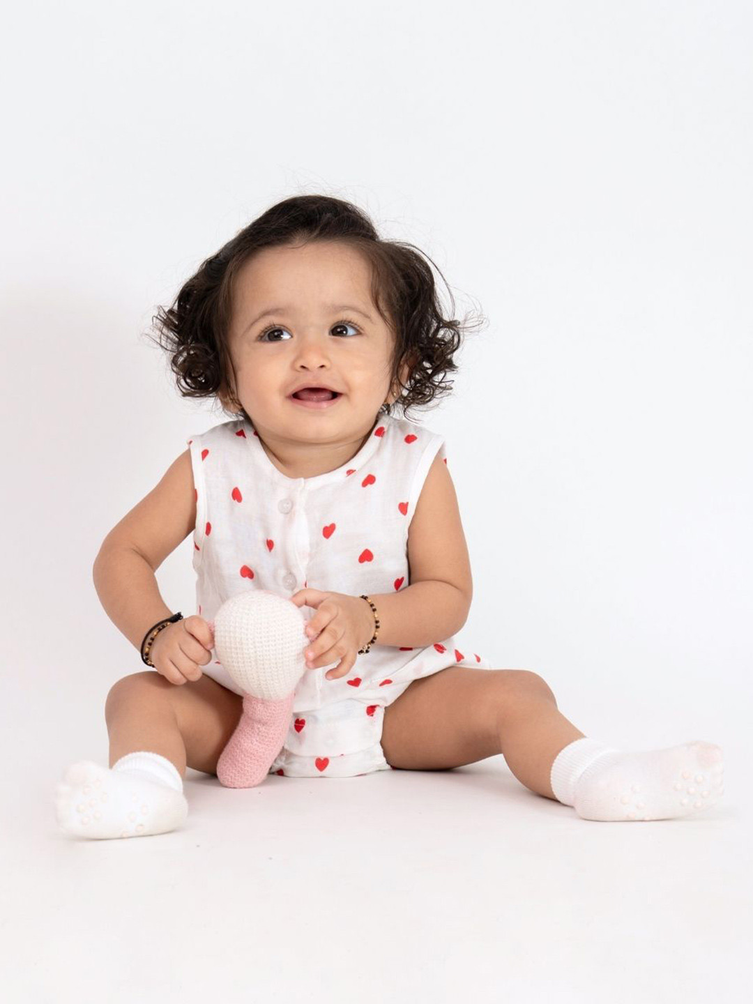 haus & kinder Infants Heart Printed Pure Cotton Bodysuit