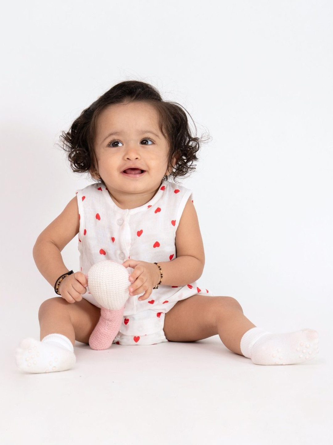 haus & kinder Infants Heart Printed Pure Cotton Bodysuit