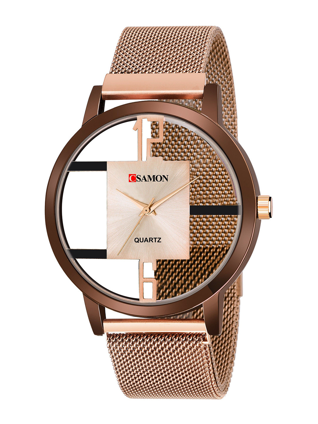 Gopal Shopcart Unisex Bracelet Style Straps Analogue Watch GR_1051_6to12_openBrown_maganet