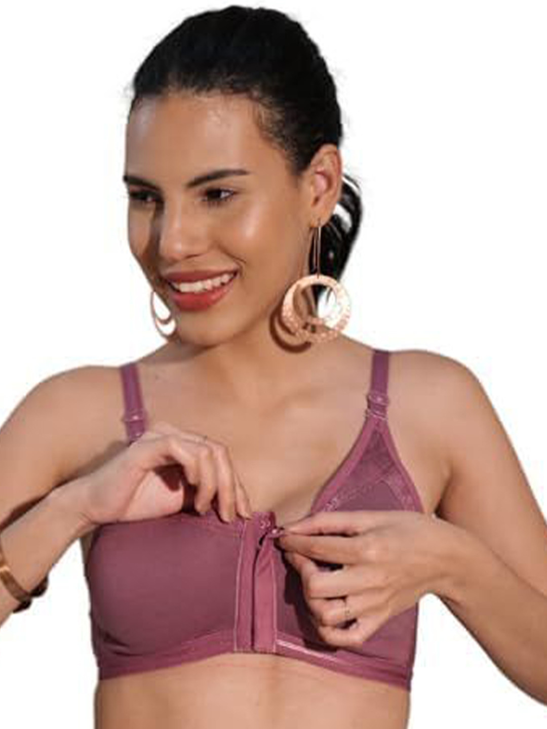 BODYSIZE Women Bridal Net Front Open Cotton Bra