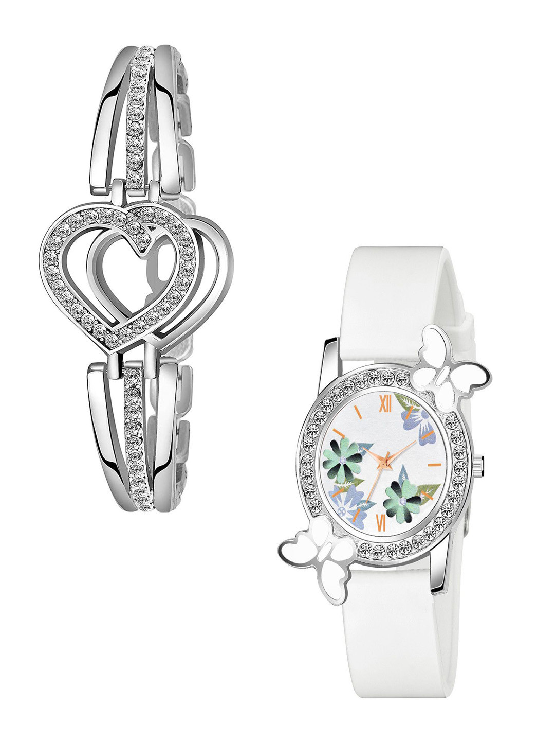 Gopal Shopcart Women Analogue Watch Gift Sets 328 WH FosilGRE SLV Heart B