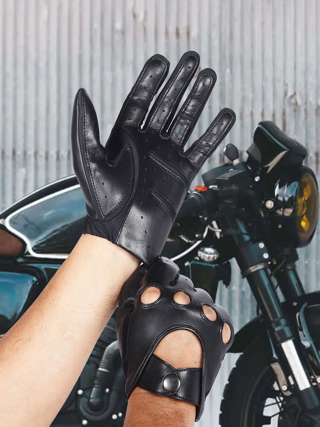 IN.HIDE Men Leather Riding Gloves