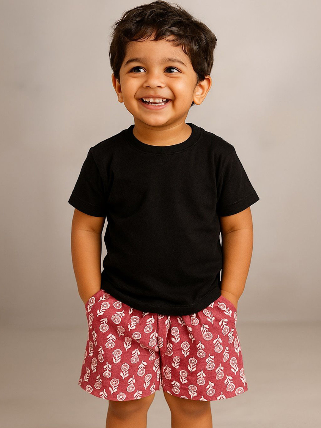 Pum Pum Boys Ethnic Motifs Printed Coton Shorts