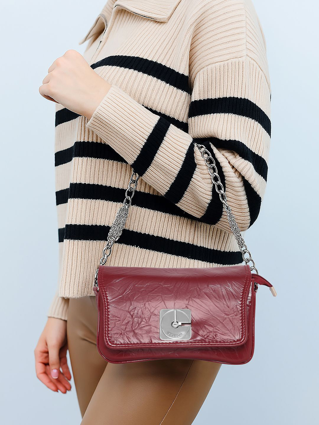 ESBEDA Textured Structured Detachable Strap Sling Bag