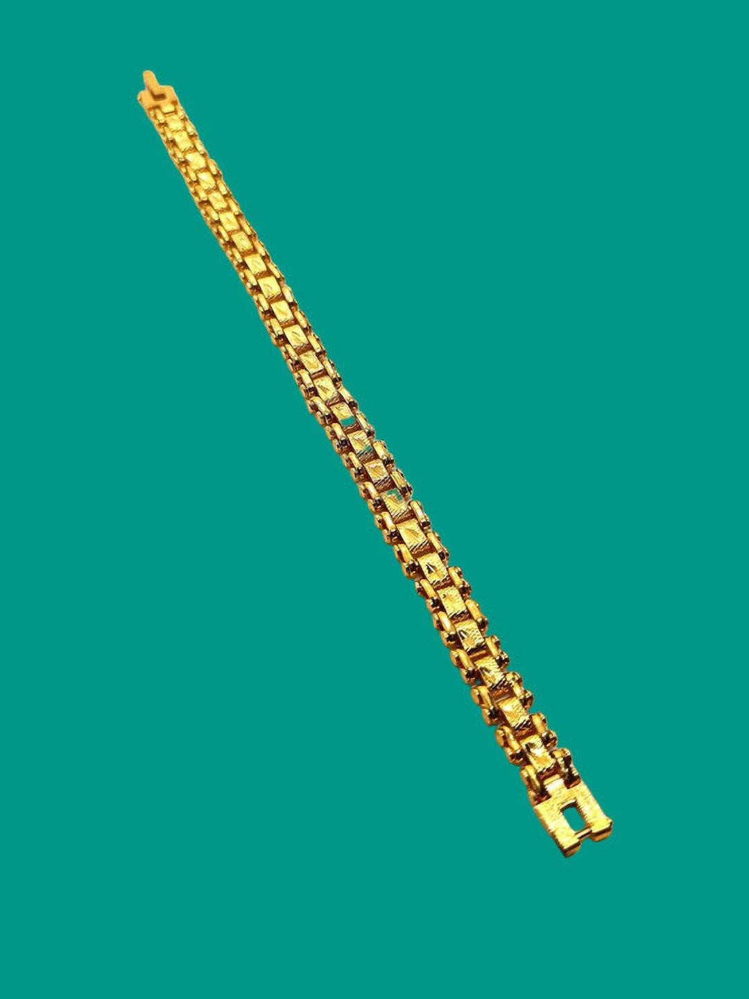 Dynamic Retail Global Men Gold Toned Stainless Steel Link Bracelet