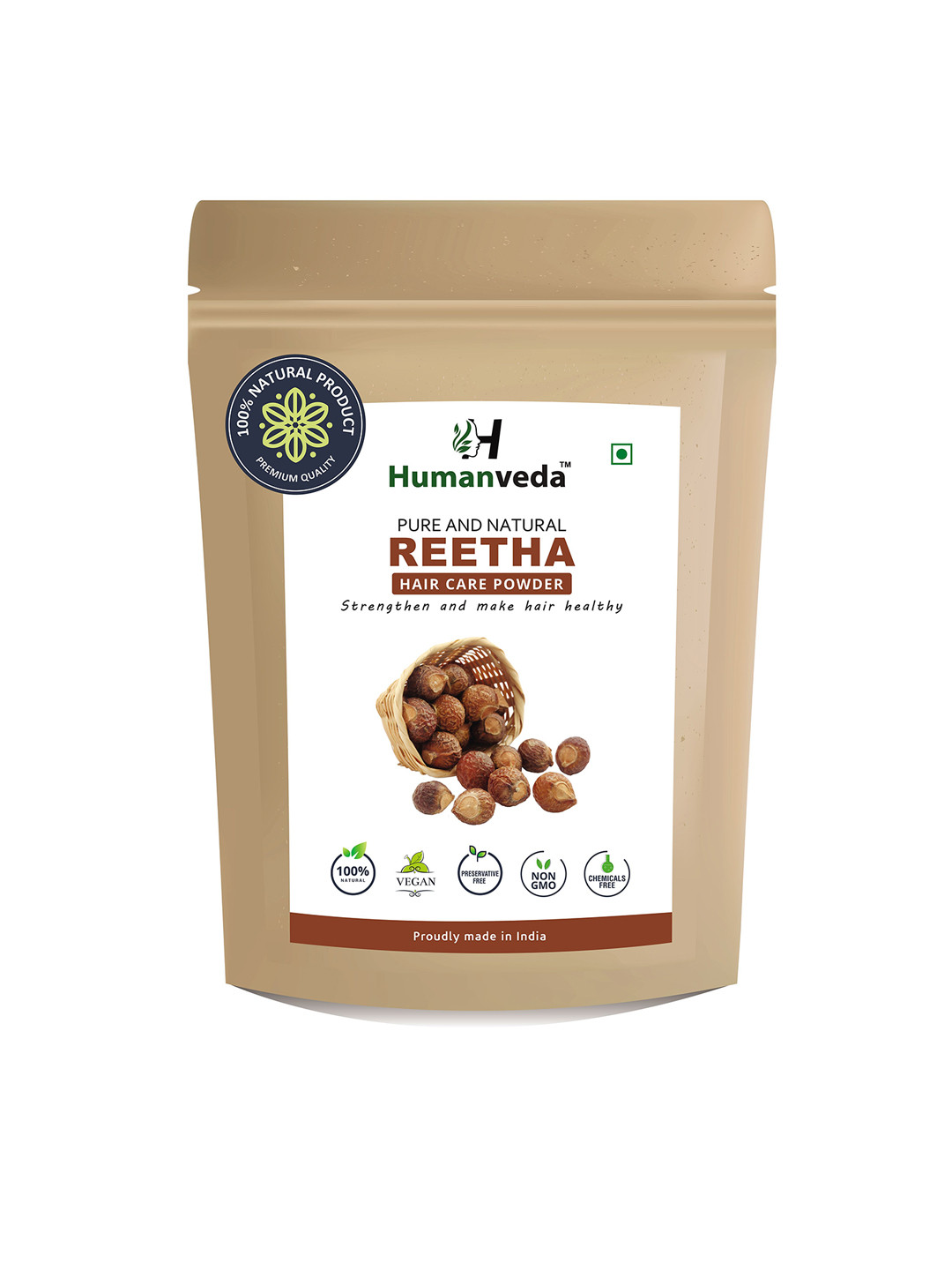 HUMANVEDA Natural Reetha Powder For Hair Growth - 100g