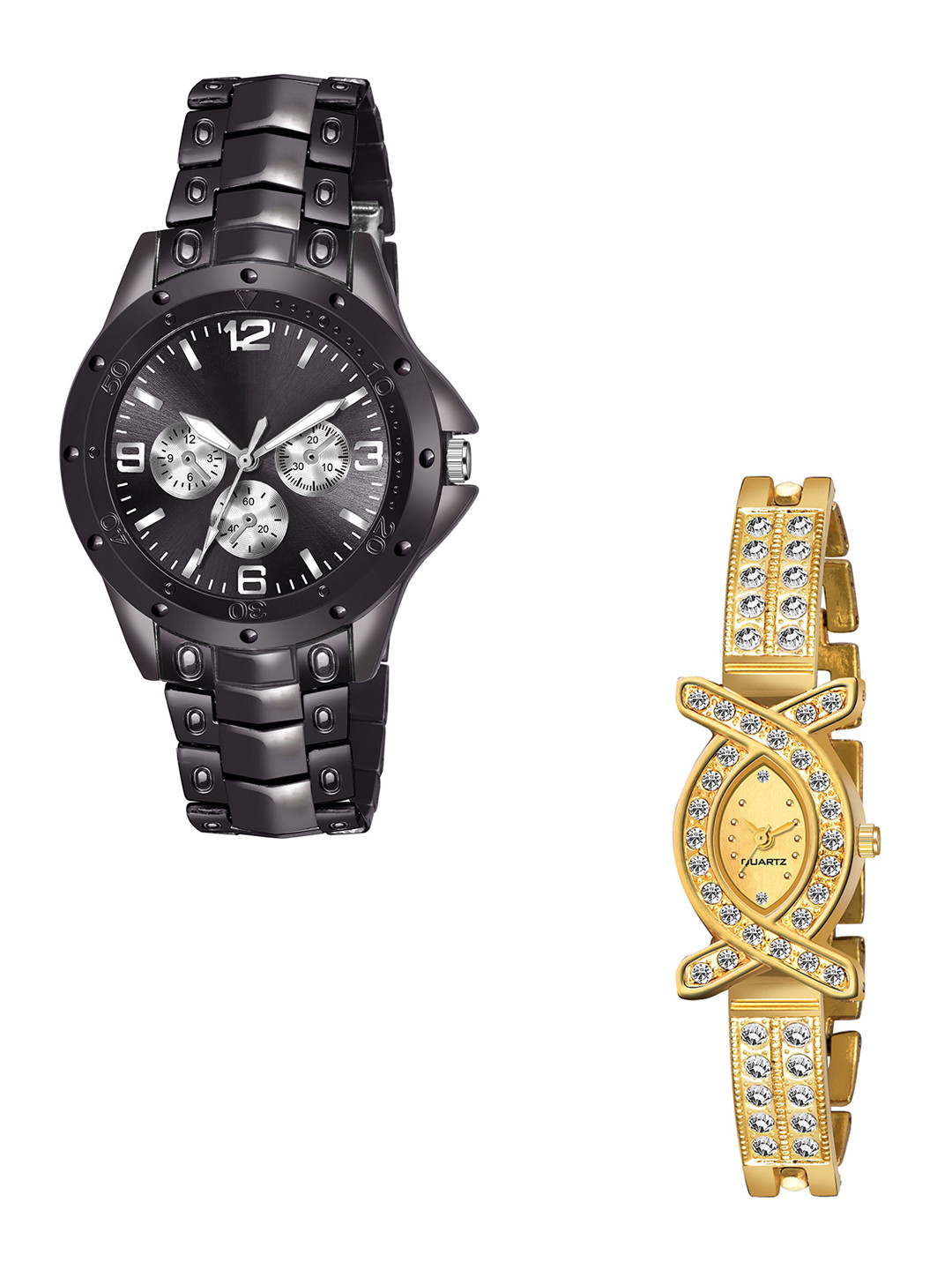 Gopal Shopcart Unisex Pack of 2 Solid Round Butterfly Regular Analogue Watches