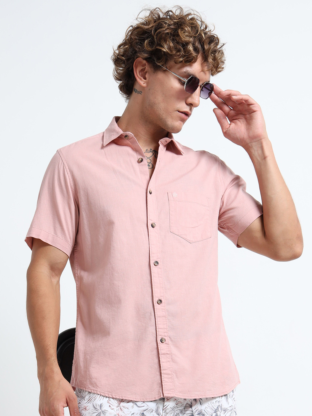 MARTIN SMITH Short Sleeves Linen Shirt