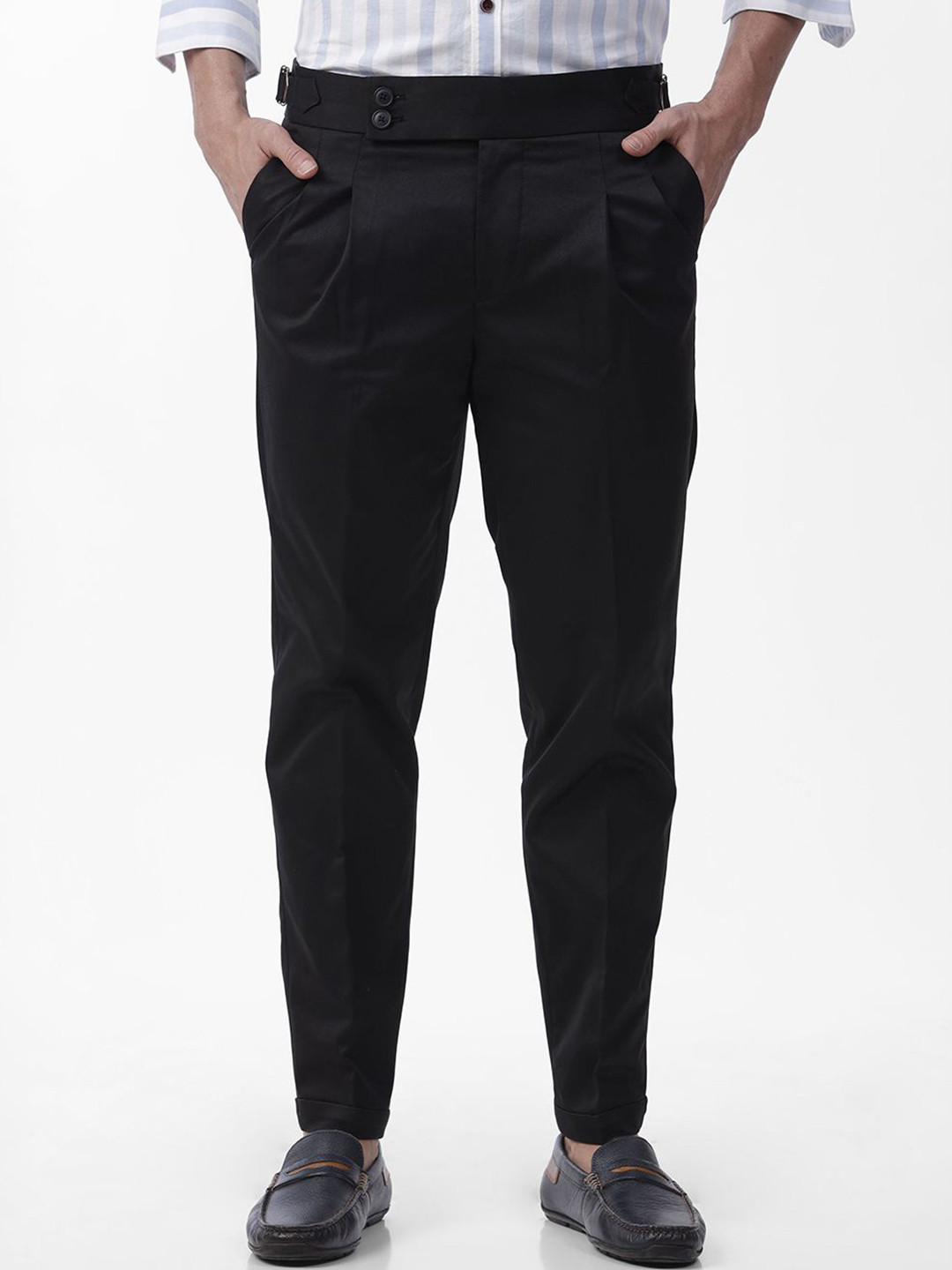 THREE DAYS Men Solid Relaxed Ankle Fit Cotton Trousers