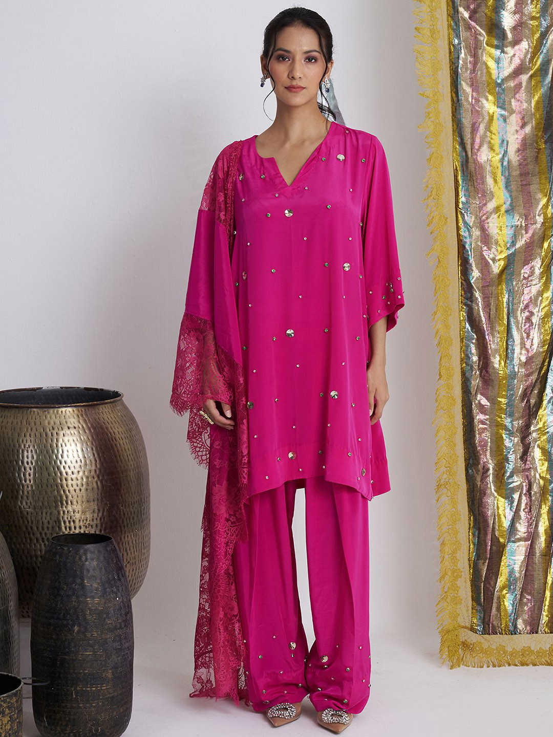 Siyona by Ankurita A-Line Beads & Stones Kurta With Salwar & Dupatta