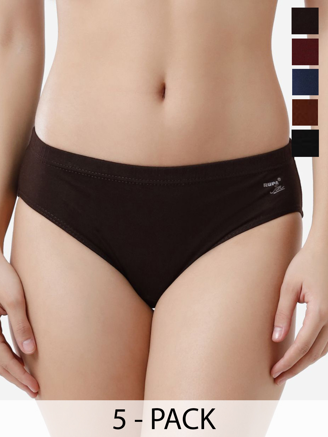 Rupa Jon Pack Of 5 Assorted Mid-rise Seamless Basic Briefs Rupa-Jon-Aishwarya-plain-5