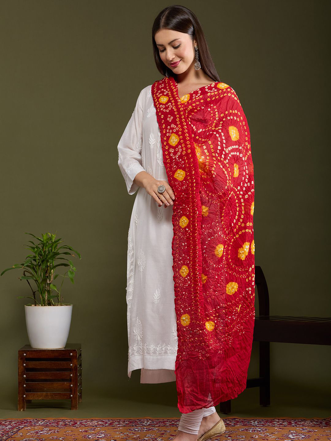 Dupatta Bazaar Bandhani Printed Cotton Dupatta