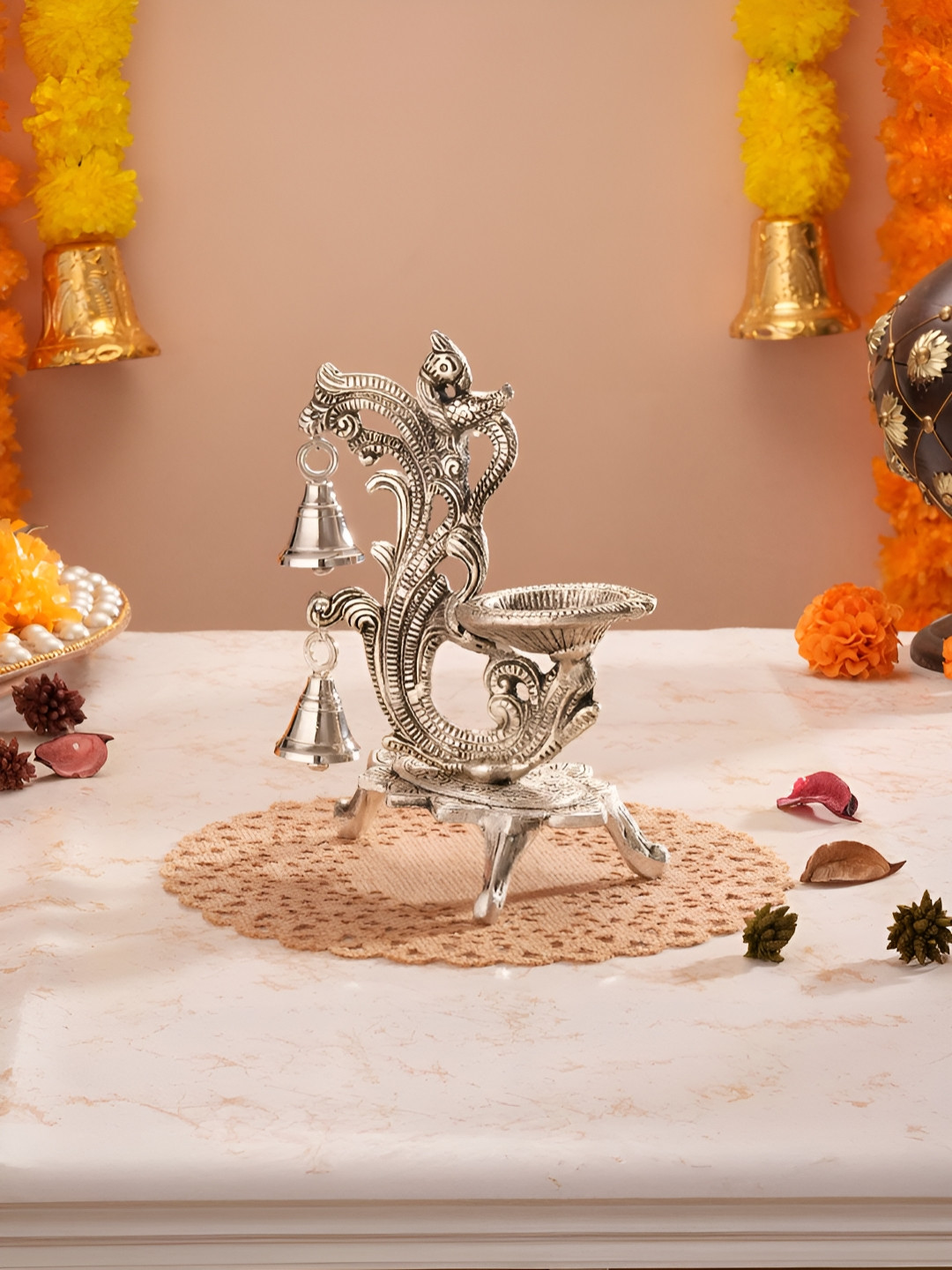 Homspurts Silver ShubhAura German Bell Diya