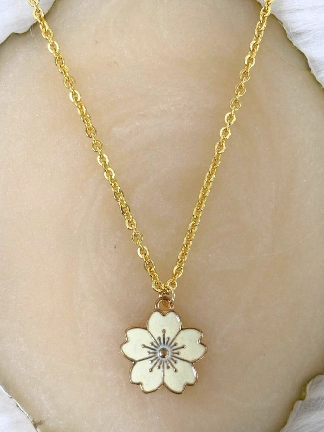 BDIVA Gold-Plated Sunlit Bloom Enamel Pendant With Chain
