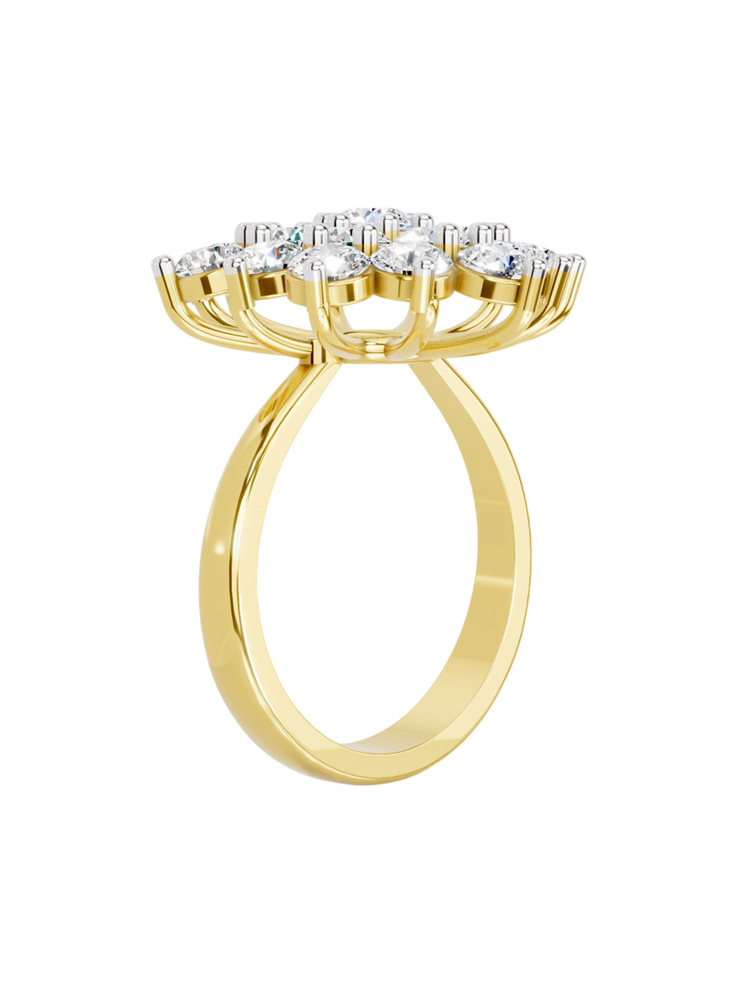 Sparkles 14K Yellow Gold Lab Grown Diamond 3.18 Carat Round Shape Diamond Ring