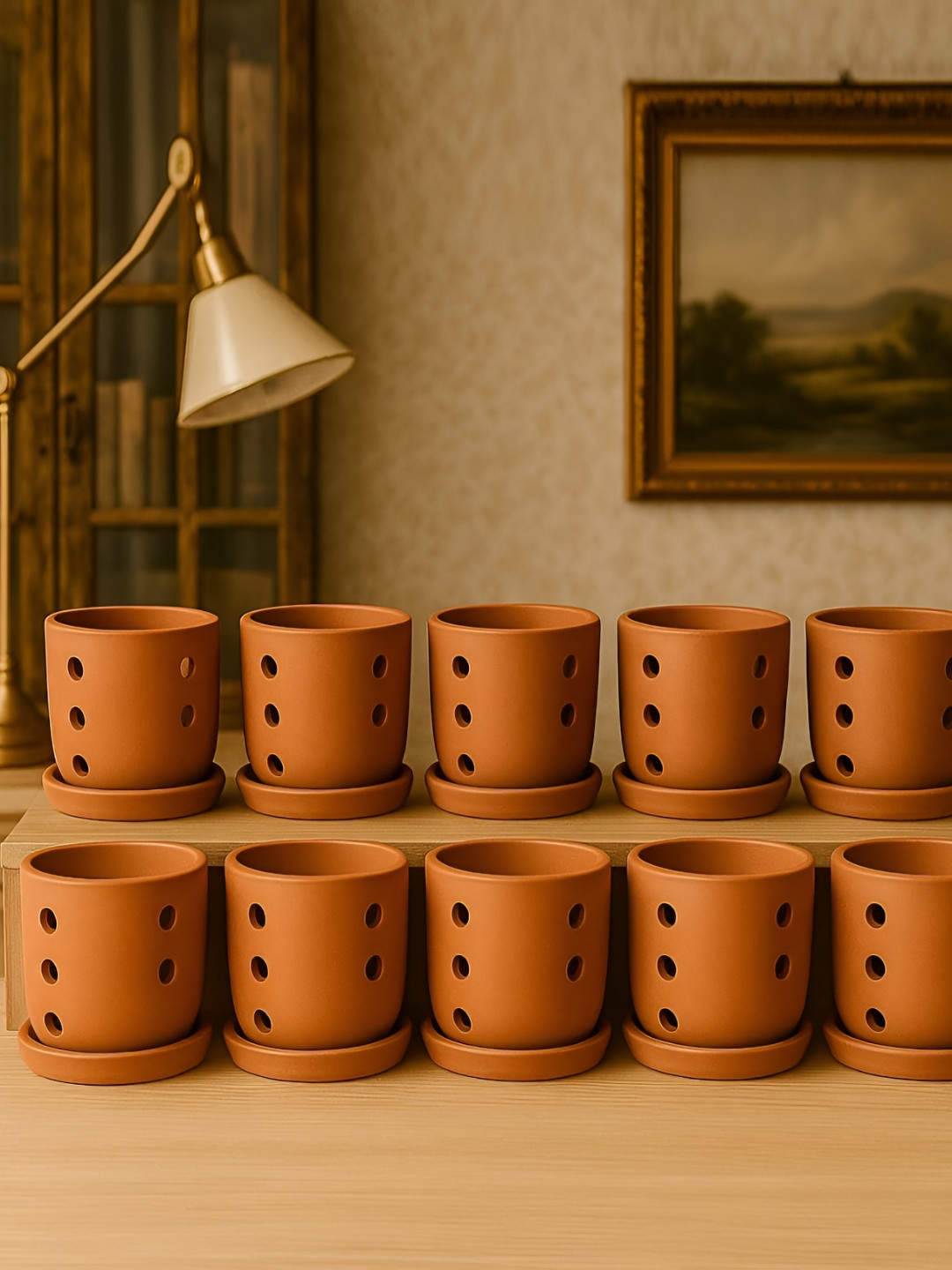The handicraftian Autumn Orchid 10 Pieces Orange Terracotta Small Planters