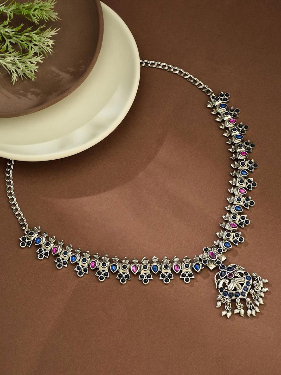Fabindia Artificial Stones Studded Statement Short Necklace