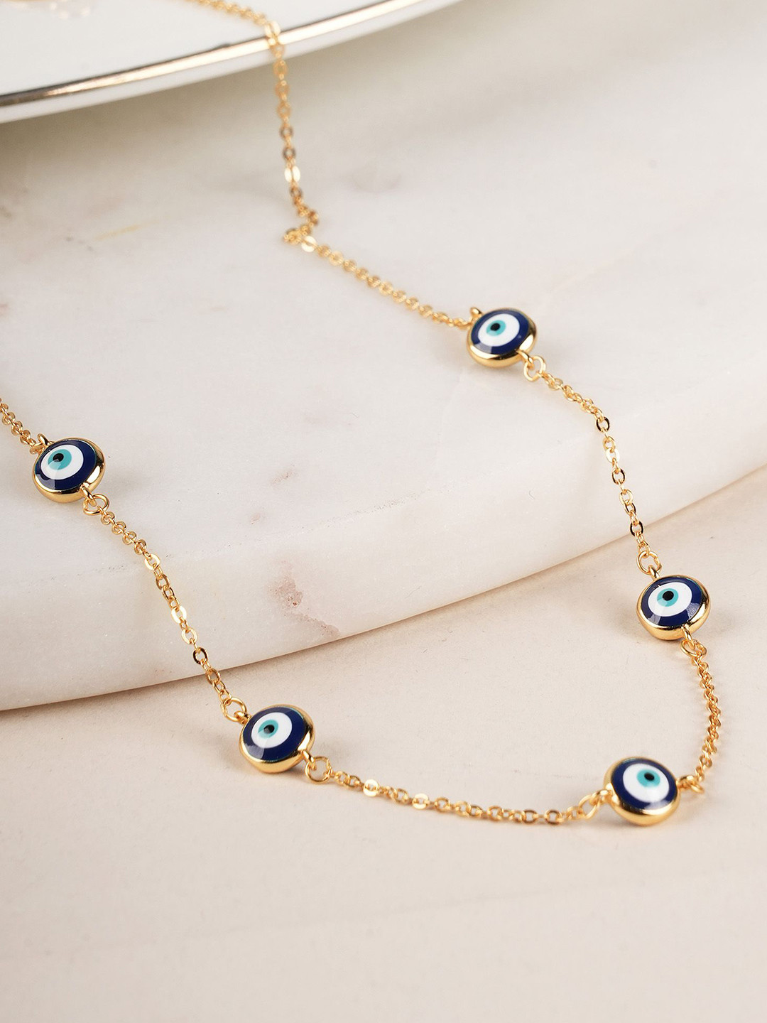 PALMONAS 925 Sterling Silver Gold-Plated Evil Eye  Waterproof & Anti Tarnish Chain