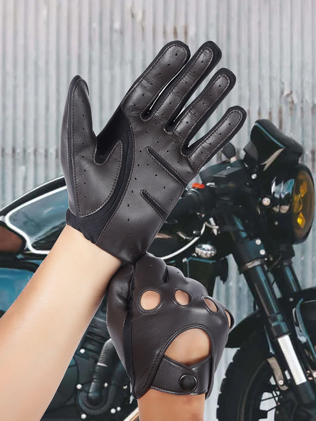 IN.HIDE Men Leather Riding Gloves