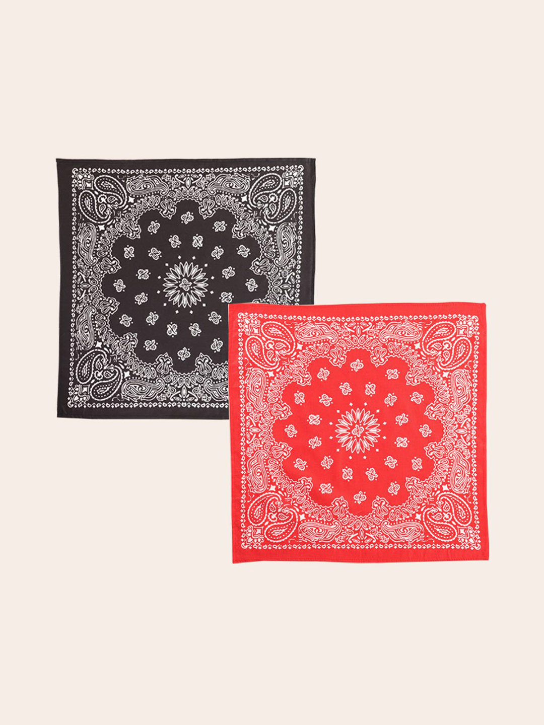 HANDICRAFT PALACE Women Pack of 2 Black & Red Mandala Paisley Printed Pure Cotton Bandana